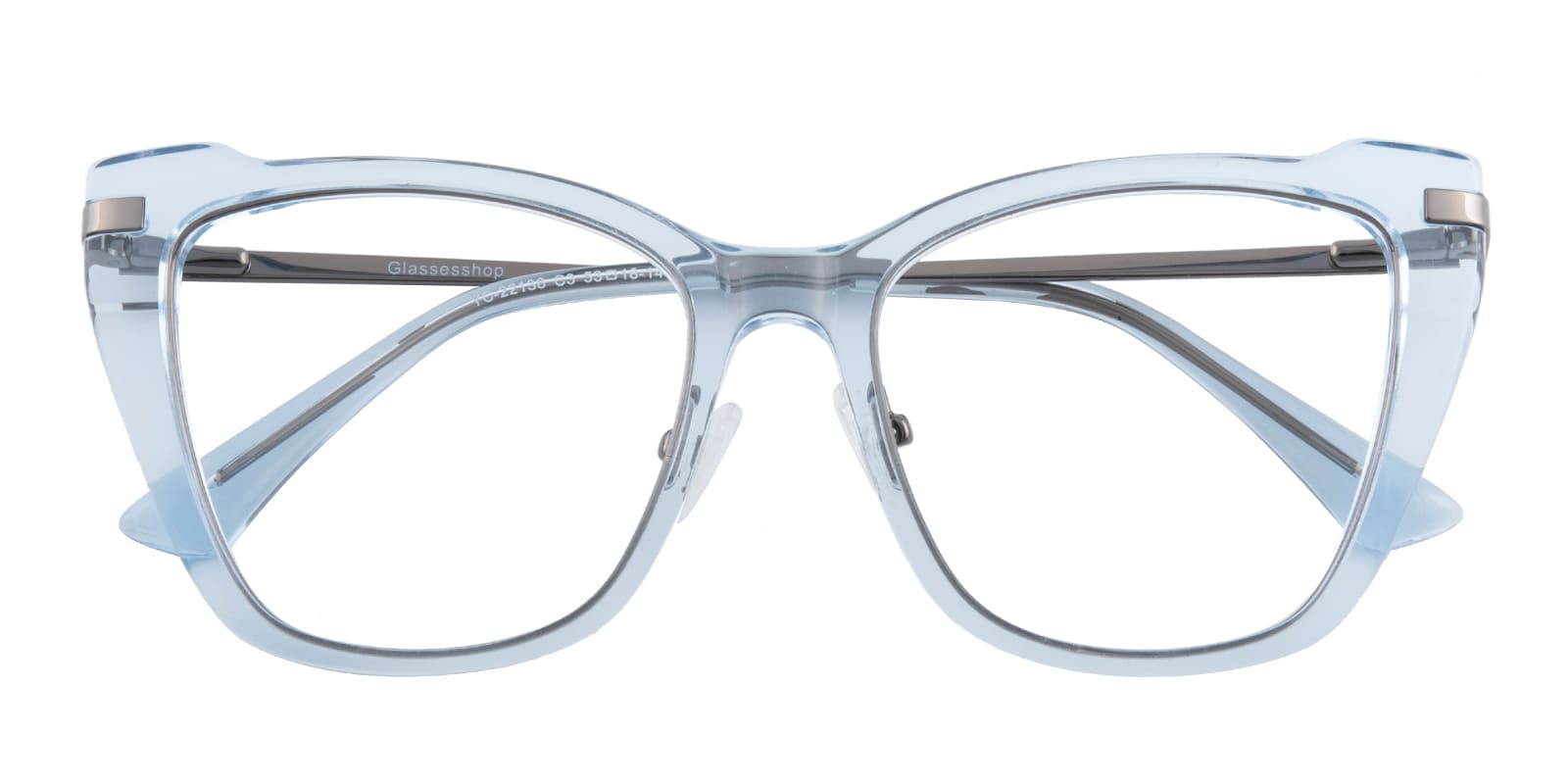 Cat Eye Eyeglasses, Full Frame Airy Blue/Silver Plastic - FZ1884