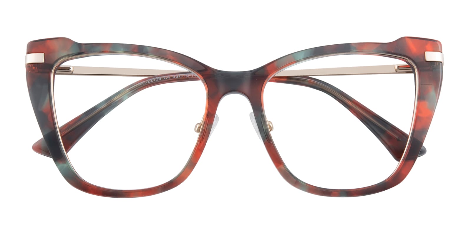 Cat Eye Eyeglasses, Full Frame Multicolor/Golden Plastic - FZ1885