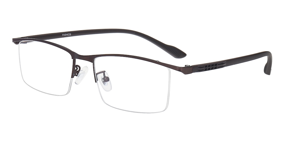 Conrad Brown Rectangle Metal Eyeglasses