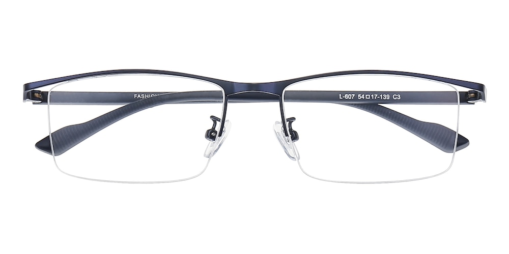 Conrad Blue Rectangle Metal Eyeglasses