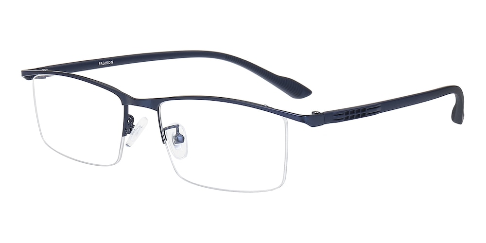 Conrad Blue Rectangle Metal Eyeglasses