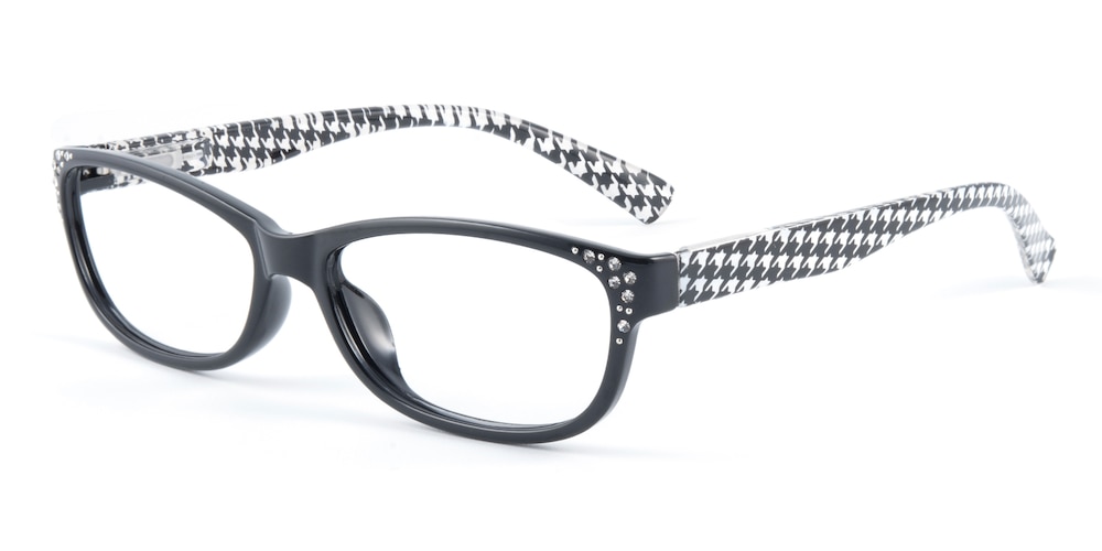 Vanessa Black Rectangle Plastic Eyeglasses