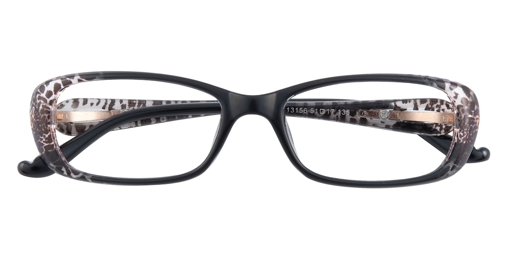 Quintina Black Rectangle Plastic Eyeglasses