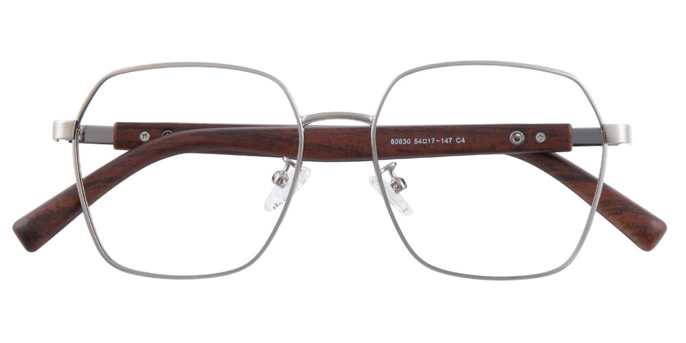 Henry Silver/Brown Polygon Metal Eyeglasses