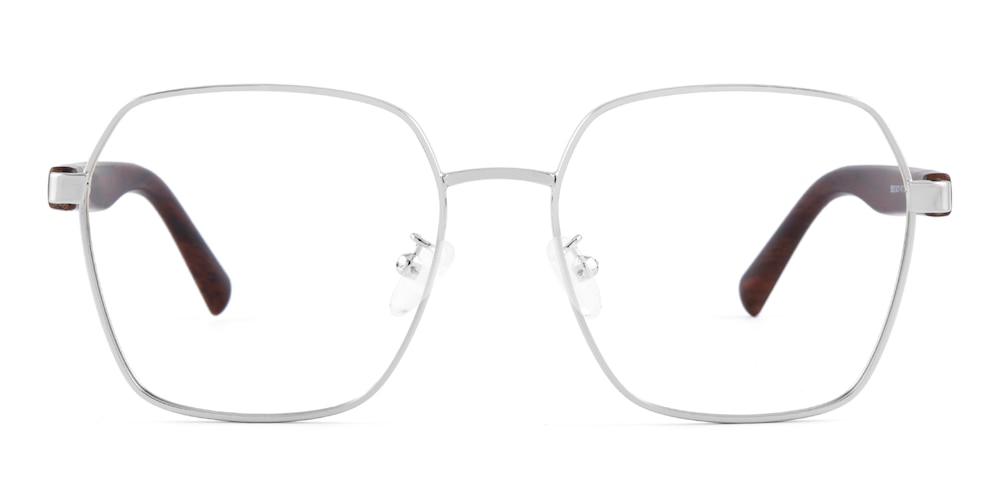 Henry Silver/Brown Polygon Metal Eyeglasses