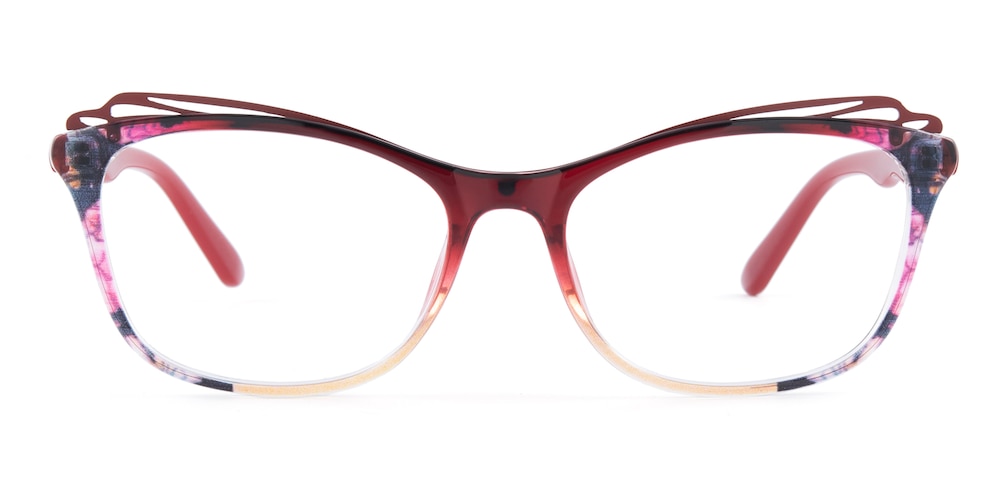 Doris Burgundy/Floral Cat Eye TR90 Eyeglasses