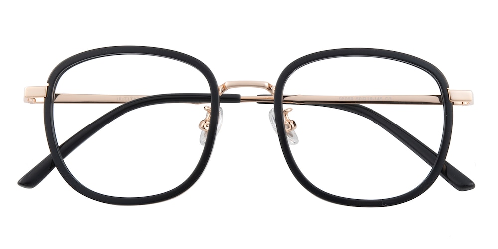 Alexandria Black/Golden Square Acetate Eyeglasses