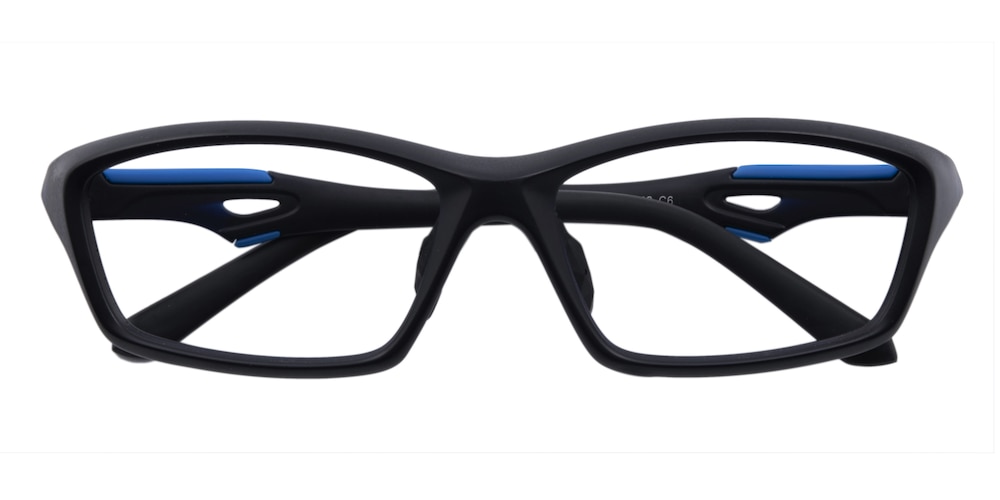 Aspen Black/Blue Rectangle TR90 Eyeglasses