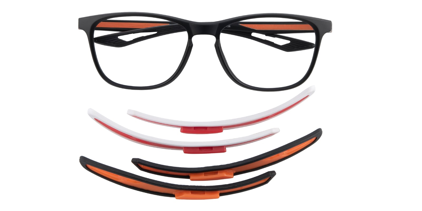 Rectangle Eyeglasses, Full Frame Black/Orange TR90 - SPFM033