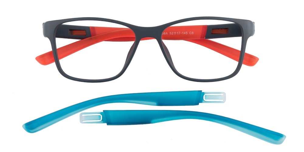 Brentwood Gray/Orange Rectangle TR90 Eyeglasses