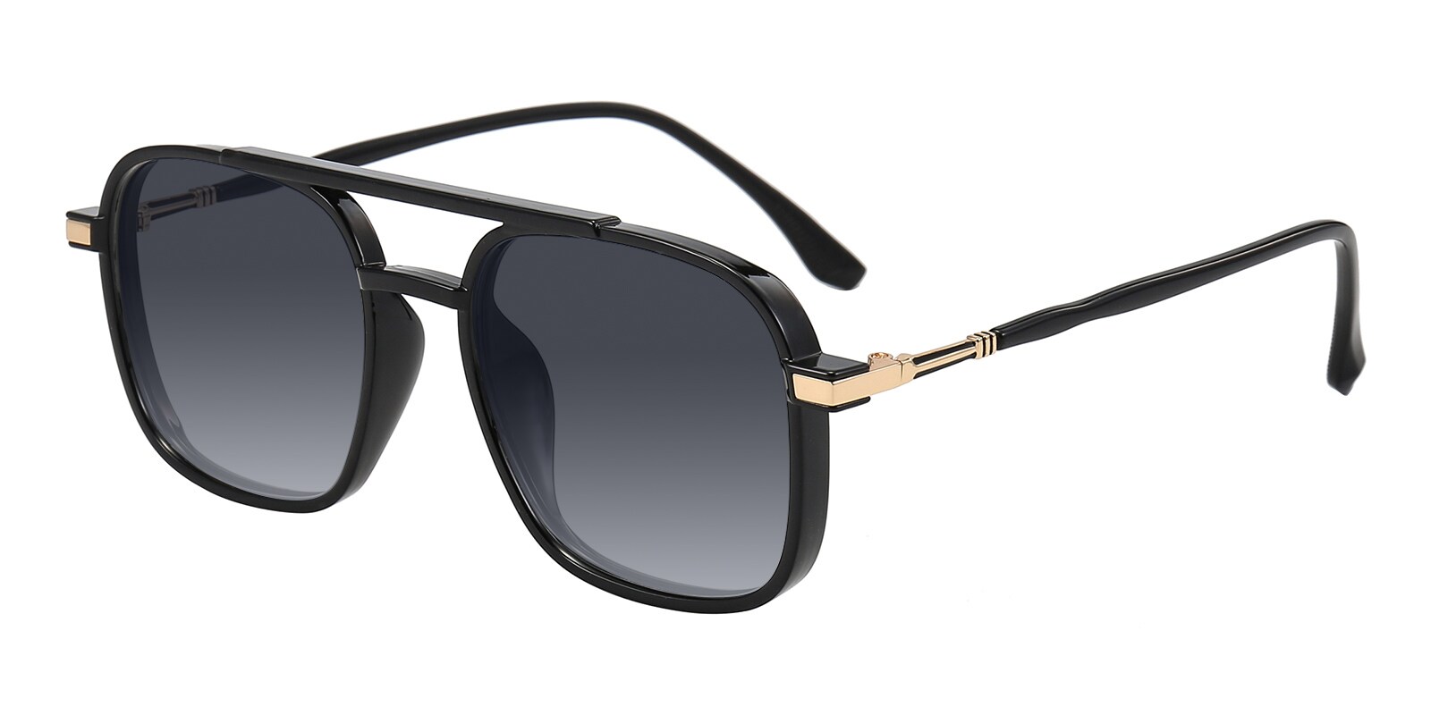 Perverse Dean Aviator Sunglasses Dean Aviator Black/Golden Full-Frame TR90 Sunglasses  main image 3