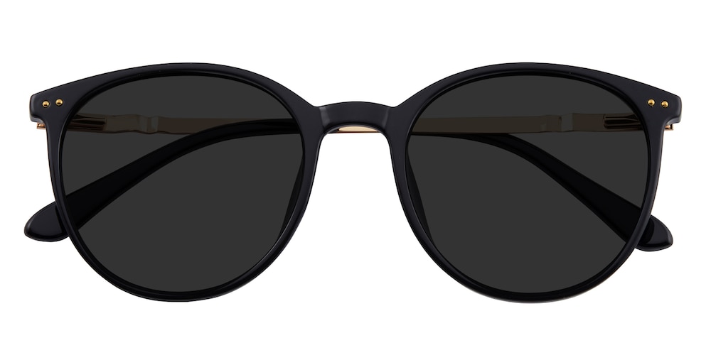 Berenice Black/Golden Round TR90 Sunglasses