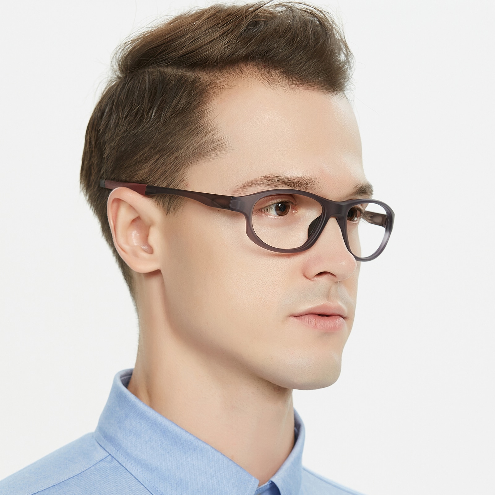 Oval Eyeglasses, Full Frame Gray/Red TR90 - SPFM025