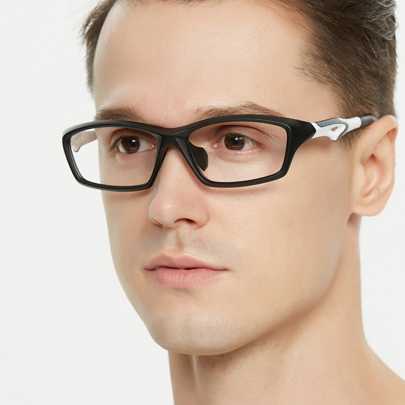 Aspen Black/White Rectangle TR90 Eyeglasses