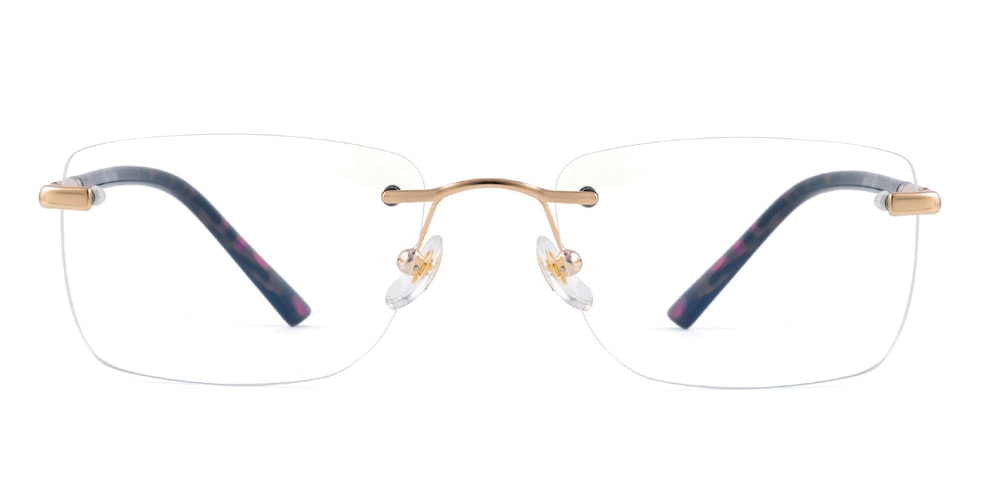 AnnArbor Golden/Tortoise Rectangle Metal Eyeglasses