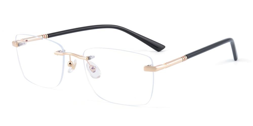 AnnArbor Golden/Black Rectangle Metal Eyeglasses