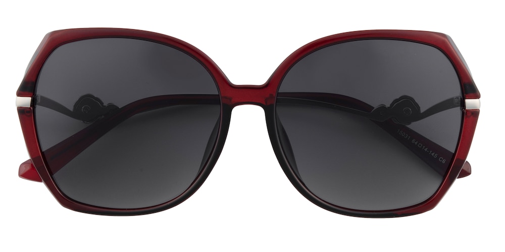 Megan Red Oval Plastic Sunglasses