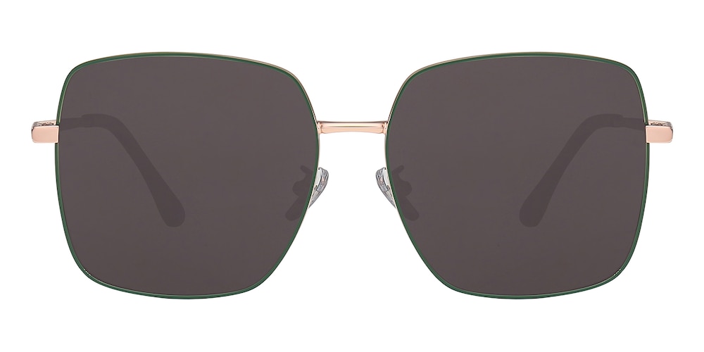 Sudbury Green/Rose Gold Square Metal Sunglasses