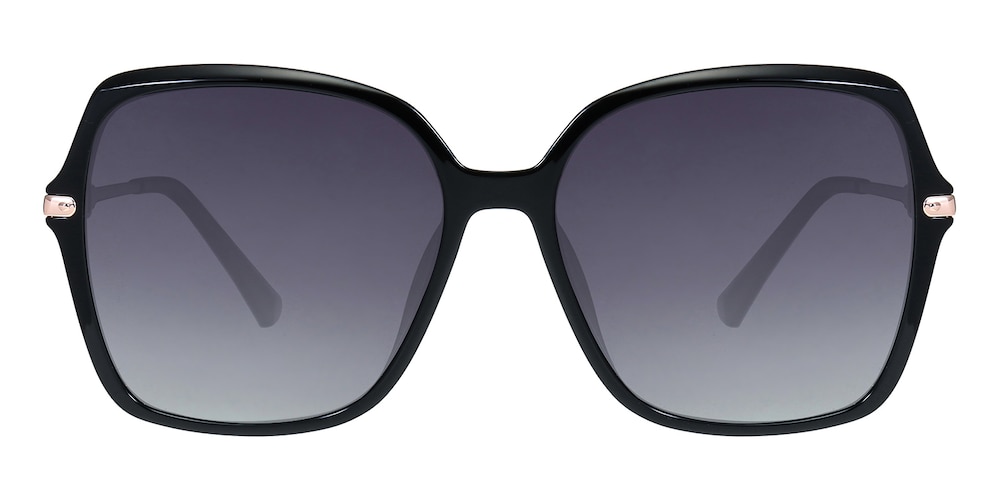 Stephanie Black Oval Metal Sunglasses