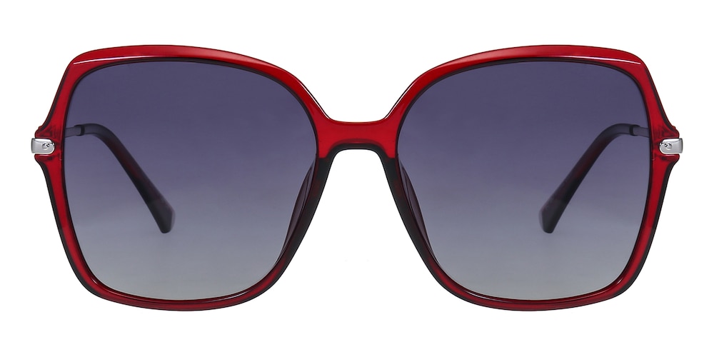 Stephanie Burgundy Oval Metal Sunglasses