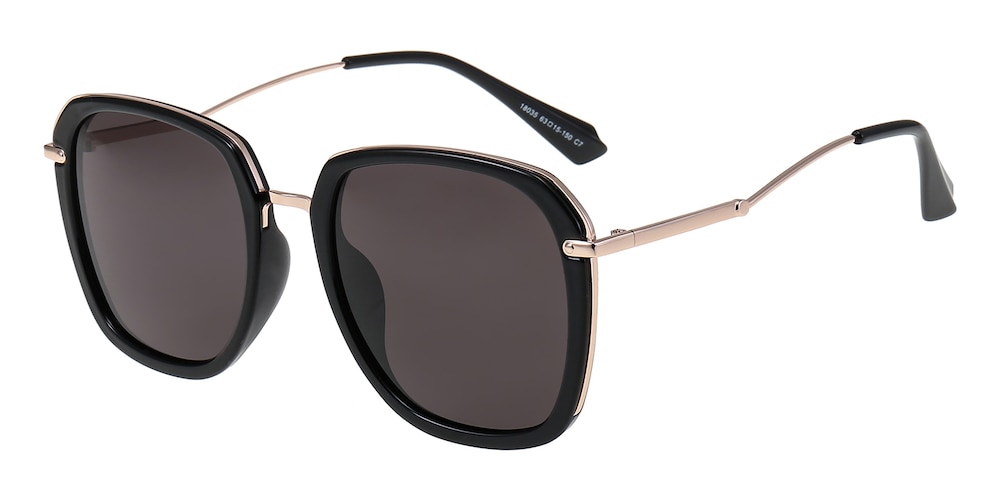 Rosemary Black Oval Metal Sunglasses