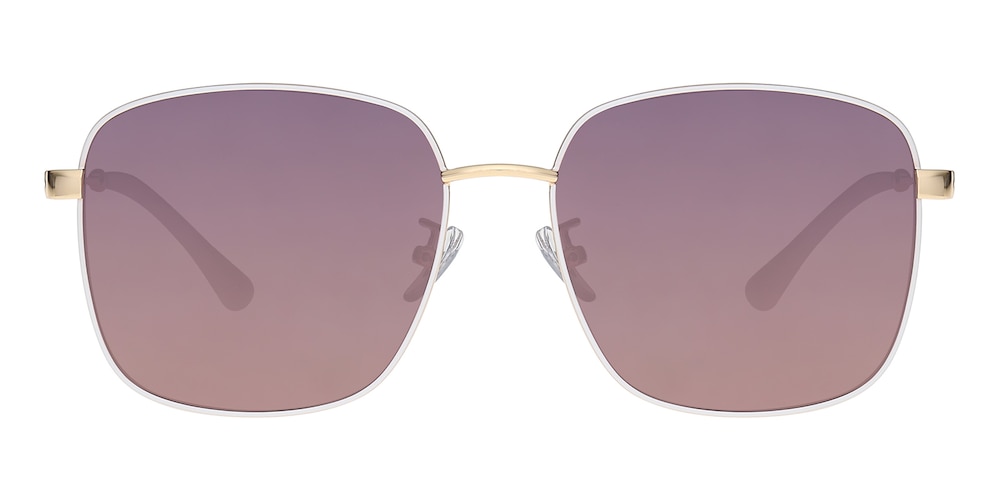 Portgas White/Golden Square Metal Sunglasses