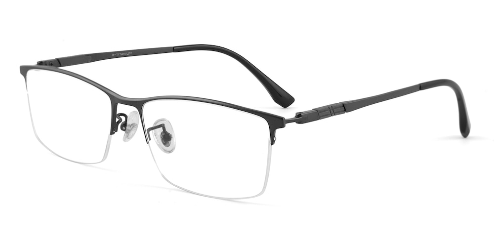 Yves Black Rectangle Titanium Eyeglasses