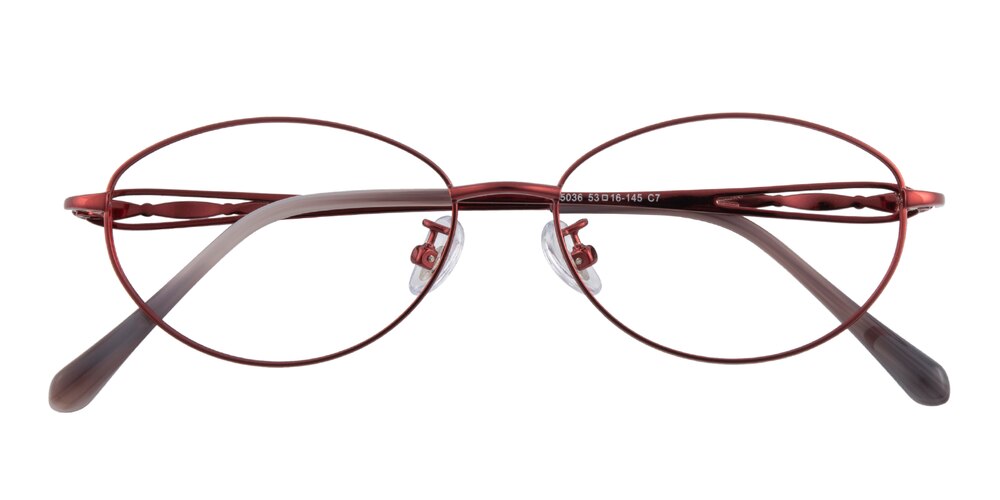 Natalie Red Oval Titanium Eyeglasses