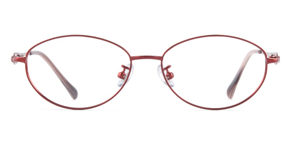 Natalie Red Oval Titanium Eyeglasses