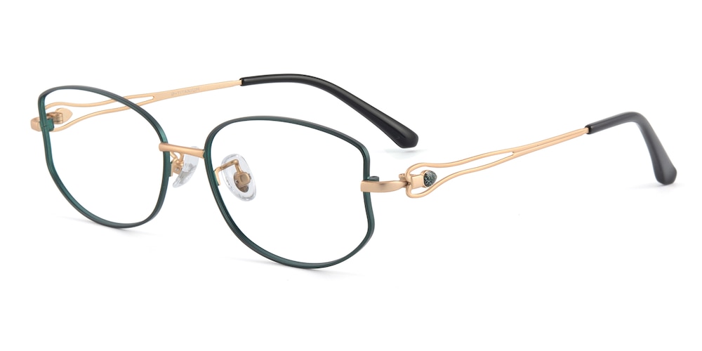 Brook Green/Golden Oval Titanium Eyeglasses