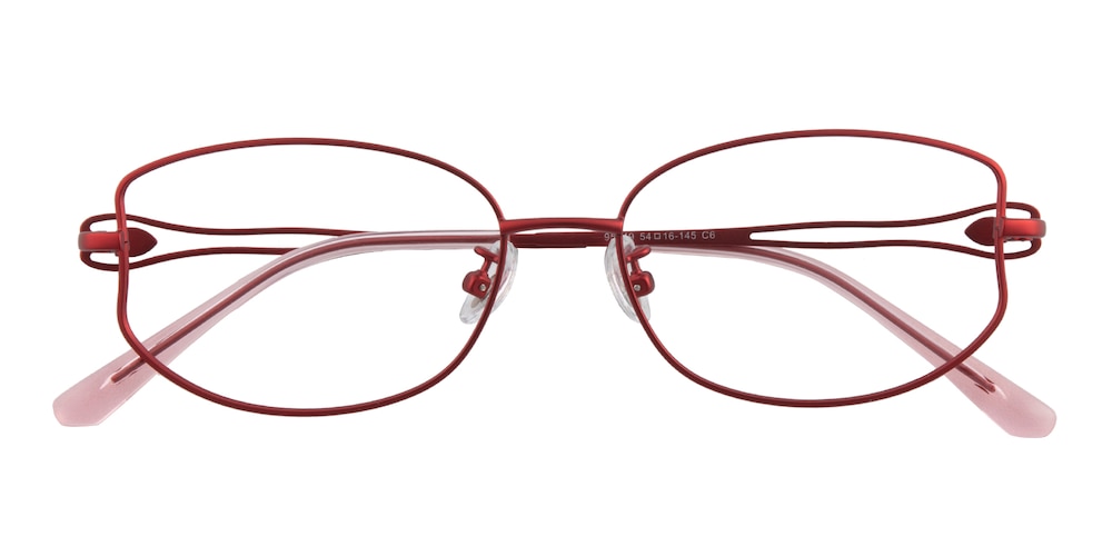 Brook Red Oval Titanium Eyeglasses