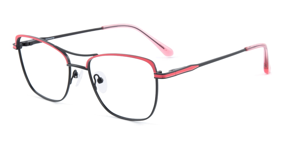 Winni Raspberry/Black Cat Eye Metal Eyeglasses