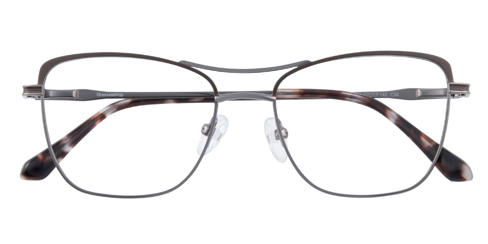 Cat Eye,Aviator Eyeglasses, Full Frame Chocolate/Gunmetal Metal - FM1743