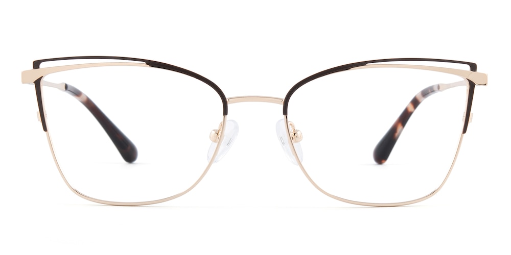 Susanna Brown/Golden Cat Eye Metal Eyeglasses