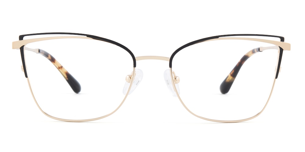 Susanna Black/Golden Cat Eye Metal Eyeglasses
