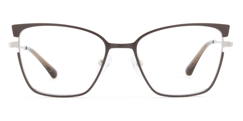 Pearl Chocolate/Silver Cat Eye Metal Eyeglasses