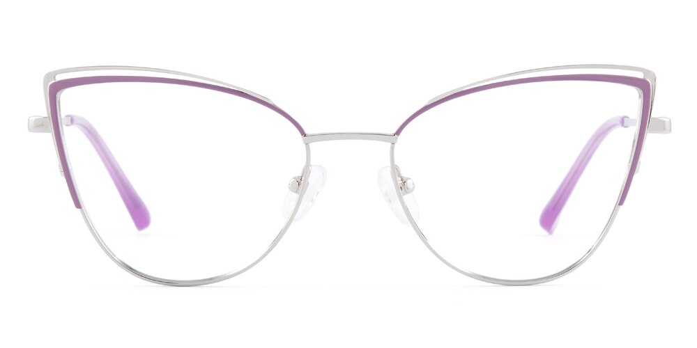 Rachel Hyacinth(Purple)/Silver Cat Eye Metal Eyeglasses