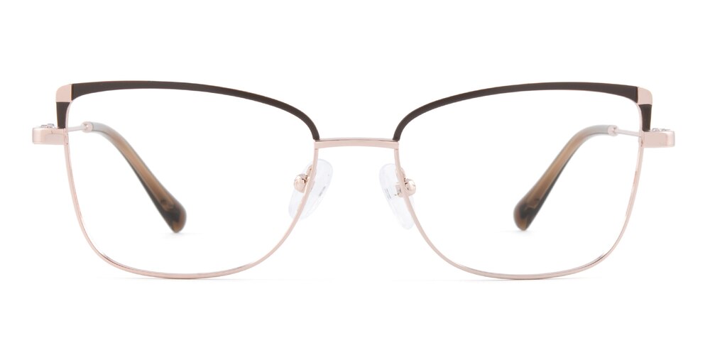 Verna Chocolate/Golden Cat Eye Metal Eyeglasses