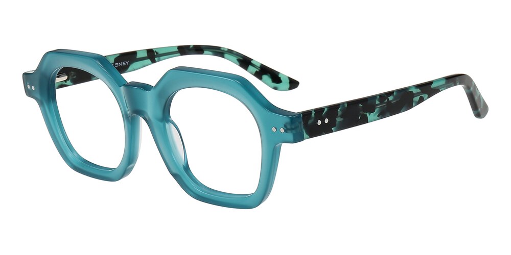 Syracuse Cyan/Green Tortoise Polygon Acetate Eyeglasses