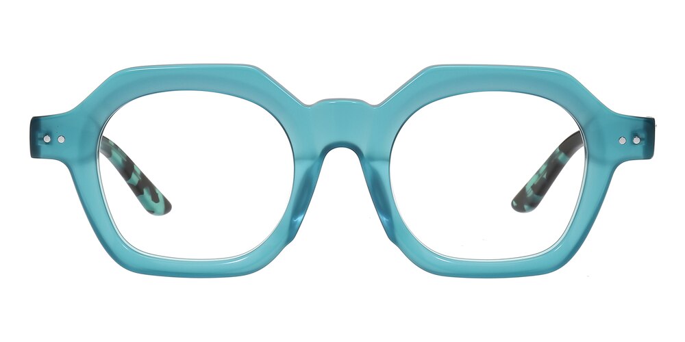 Syracuse Cyan/Green Tortoise Polygon Acetate Eyeglasses