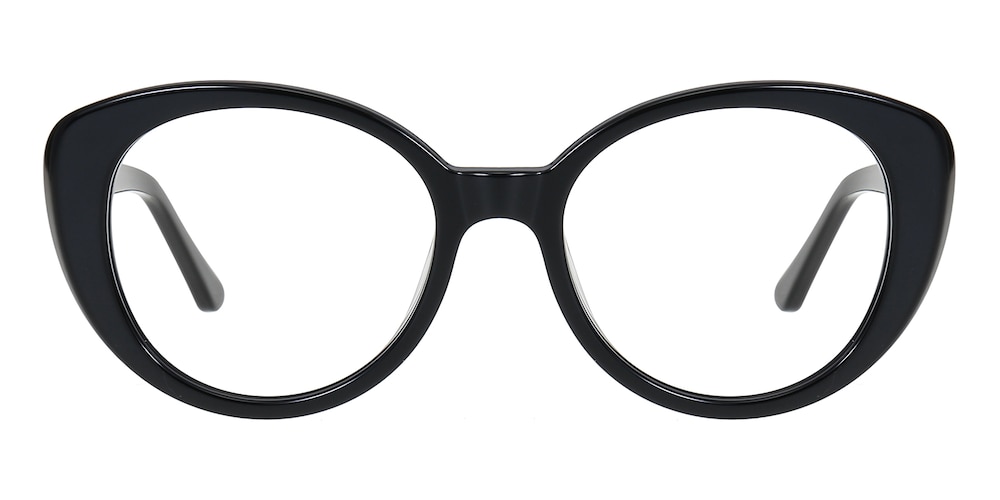 Ernestine Black Oval Acetate Eyeglasses