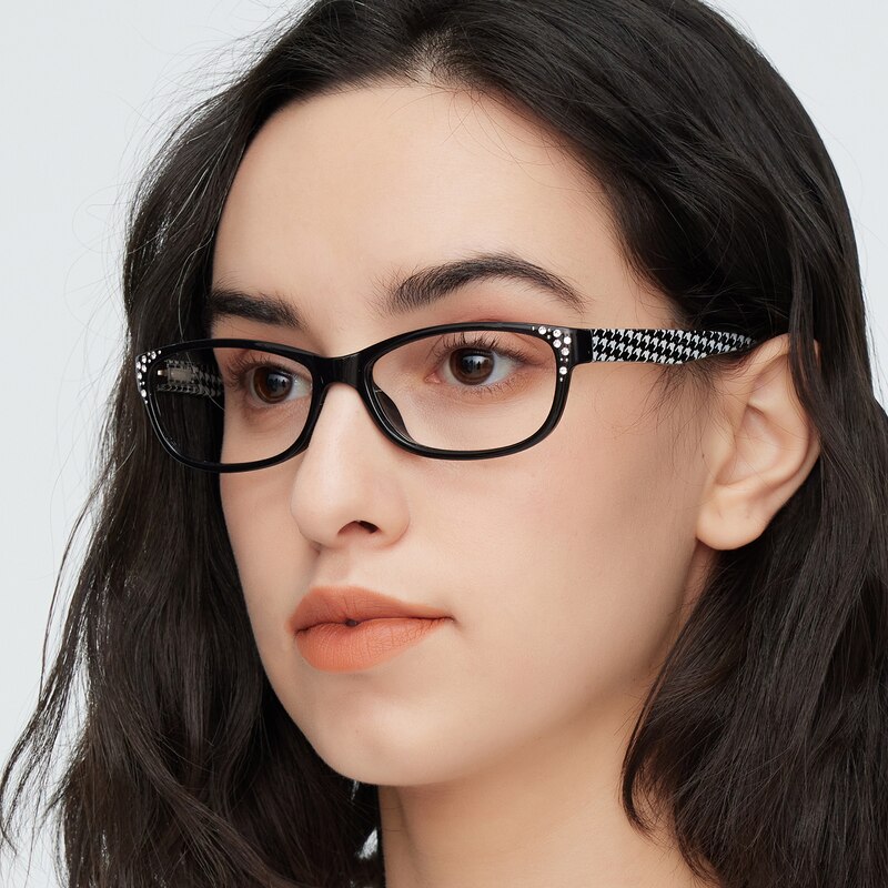Vanessa Black Rectangle Plastic Eyeglasses