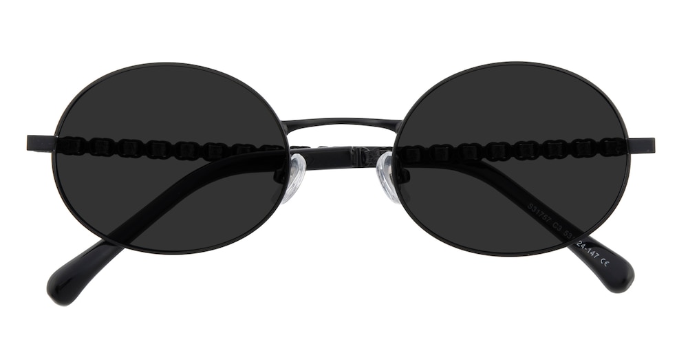 Melissa Black Oval Metal Sunglasses