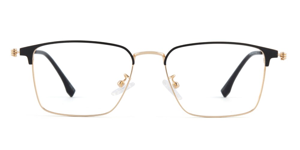 Adair Black/Golden Rectangle Metal Eyeglasses