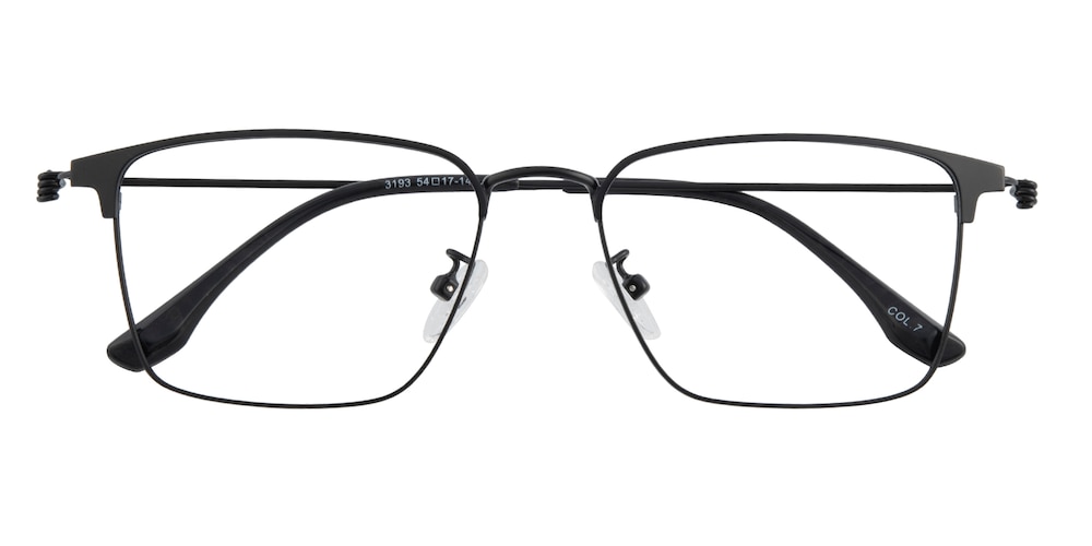 Adair Black Rectangle Metal Eyeglasses