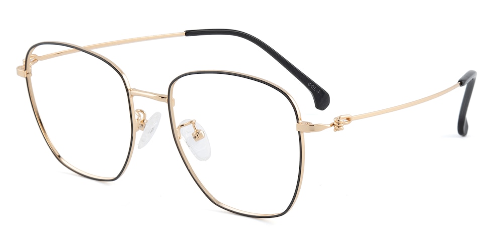 Heloise Black/Golden Square Metal Eyeglasses