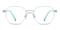 Strachey Silver/Blue Polygon Metal Eyeglasses