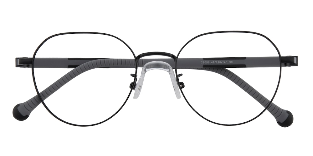 Sean Black/Gray Oval Metal Eyeglasses
