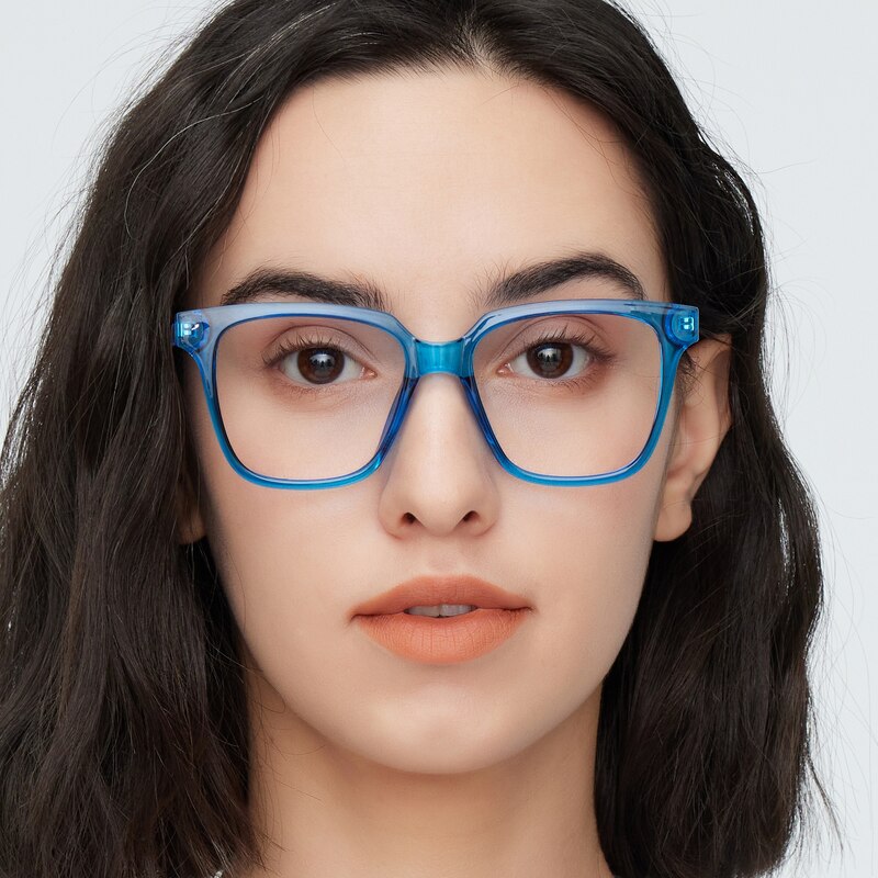 Edith Blue/Golden Square TR90 Eyeglasses