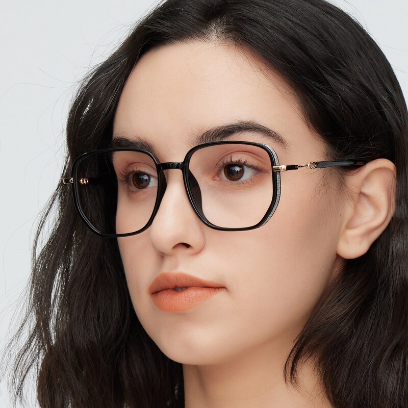Katherine Black Polygon TR90 Eyeglasses